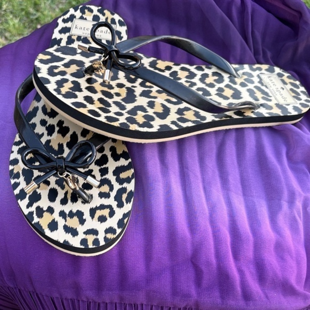 Kate Spade Leopard Print Black and Tan Sandals